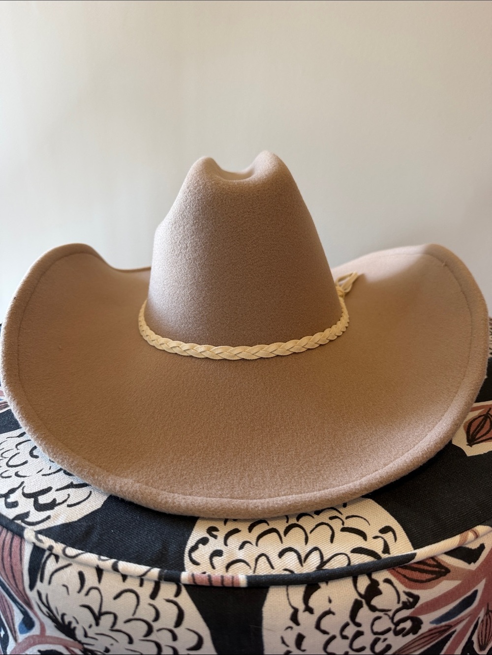 Frye Tan Braided Band Wool Cowboy Hat